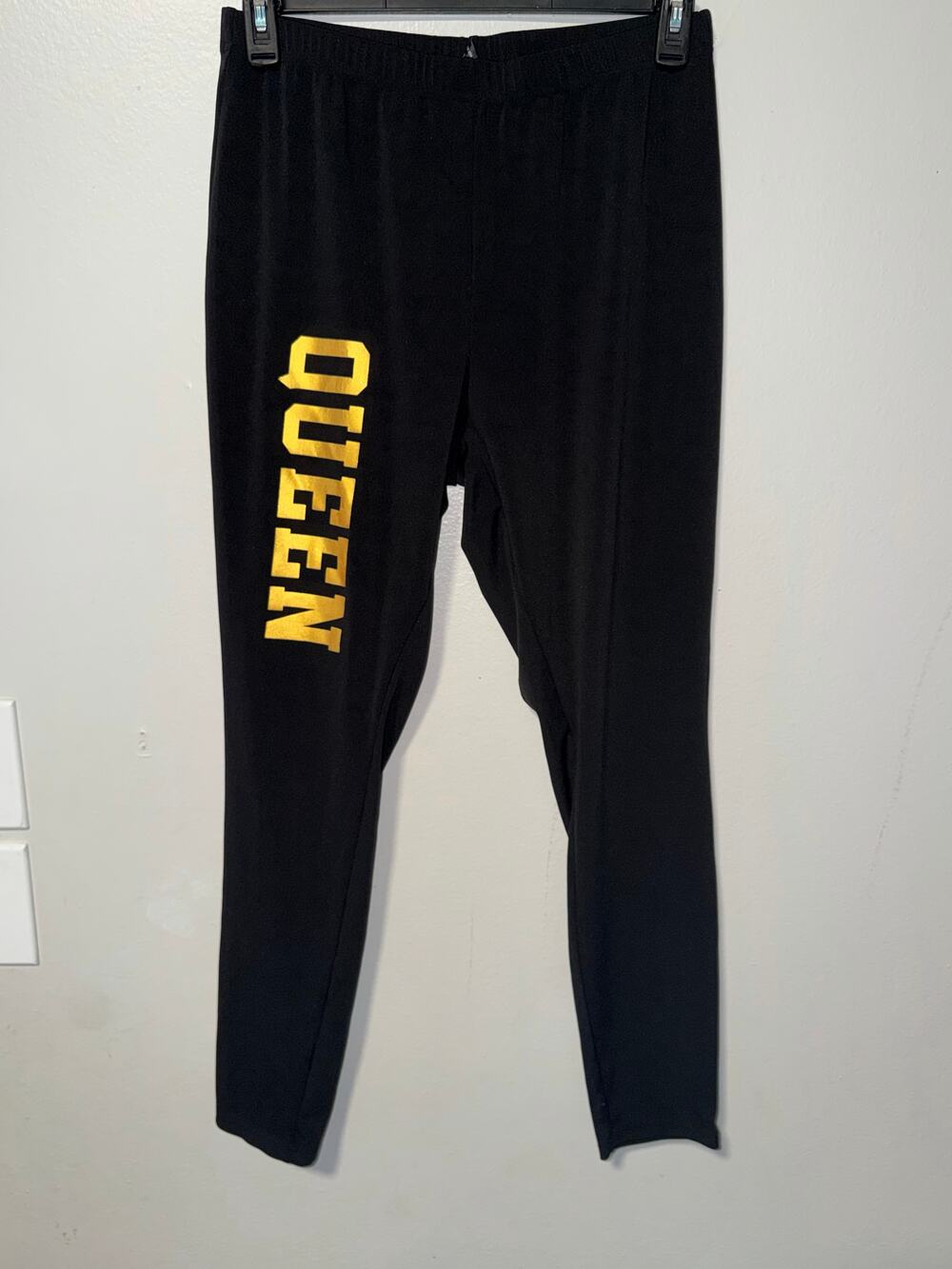 Shein Curvy Black Pants Queen Gold Leg Graphic Pull-On Elastic Waist